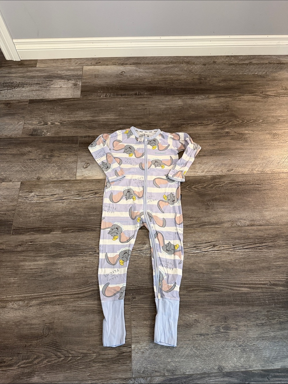 Bonds Children's Pastel Stripe One-Piece Zipper Pajamas with Animal Print‎